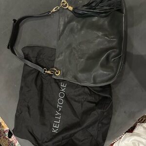 Black Leather Kelly Tooke Shoulder Bag